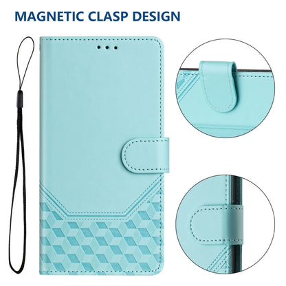 For Samsung Galaxy S25 5G Honeycomb Embossing RFID Leather Phone Case(Mint Green) - Galaxy S25 5G Cases by PMC Jewellery | Online Shopping South Africa | PMC Jewellery | Buy Now Pay Later Mobicred