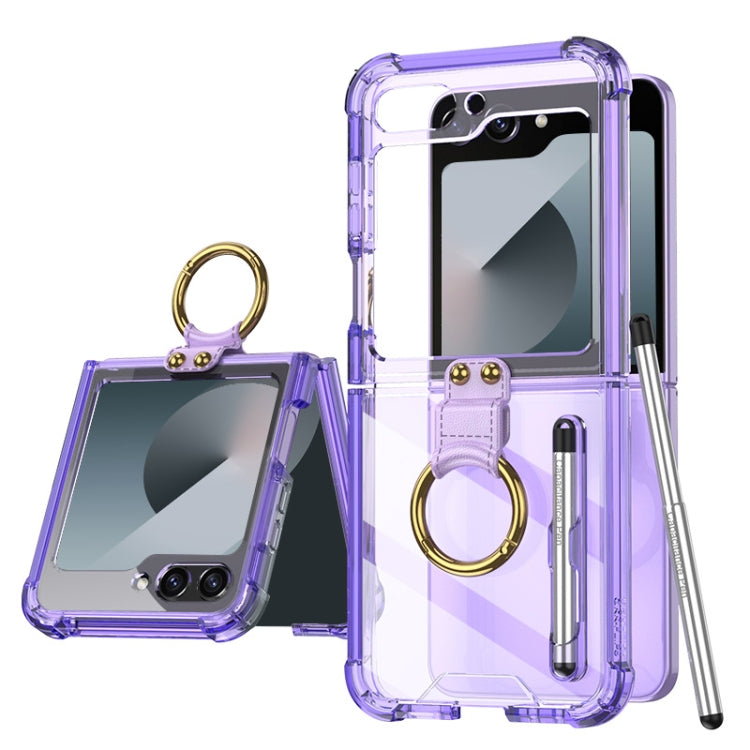 For Samsung Galaxy Z Flip6 GKK Airbag Protective Phone Case with Ring & Pen(Purple) - Galaxy Z Flip6 5G Cases by GKK | Online Shopping South Africa | PMC Jewellery | Buy Now Pay Later Mobicred