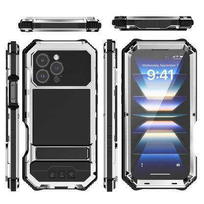 For iPhone 16 Pro Max R-JUST Life Waterproof Dustproof Shockproof Holder Phone Case(Silver) - iPhone 16 Pro Max Cases by R-JUST | Online Shopping South Africa | PMC Jewellery | Buy Now Pay Later Mobicred