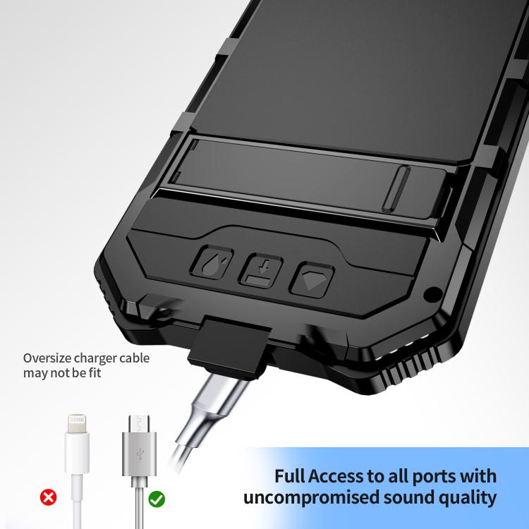 For iPhone 16e R-JUST Life Waterproof Dustproof Shockproof Holder Phone Case(Black) - free shipping - PMC TechLife - Order now!
