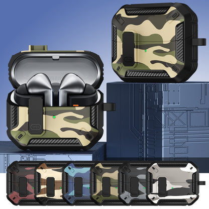 For Samsung Galaxy Buds3 / 3 Pro Camouflage Earphone Protective Case with Switch & Hook(Dark Grey) - Samsung Earphone Case by PMC Jewellery | Online Shopping South Africa | PMC Jewellery | Buy Now Pay Later Mobicred