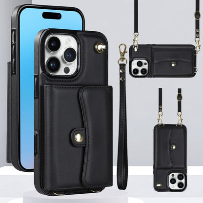 For iPhone 16 Pro Max RFID Card Slot Phone Case with Long Lanyard(Black) - iPhone 16 Pro Max Cases by PMC Jewellery | Online Shopping South Africa | PMC Jewellery | Buy Now Pay Later Mobicred