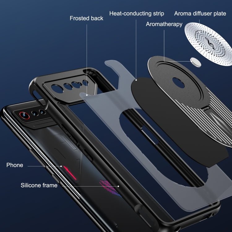 For Asus ROG Phone 7 Heat Dissipation Aromatherapy MagSafe Holder Phone Case(Black) - ASUS Cases by PMC TechLife | Online Shopping South Africa | PMC TechLife | Buy Now Pay Later Mobicred