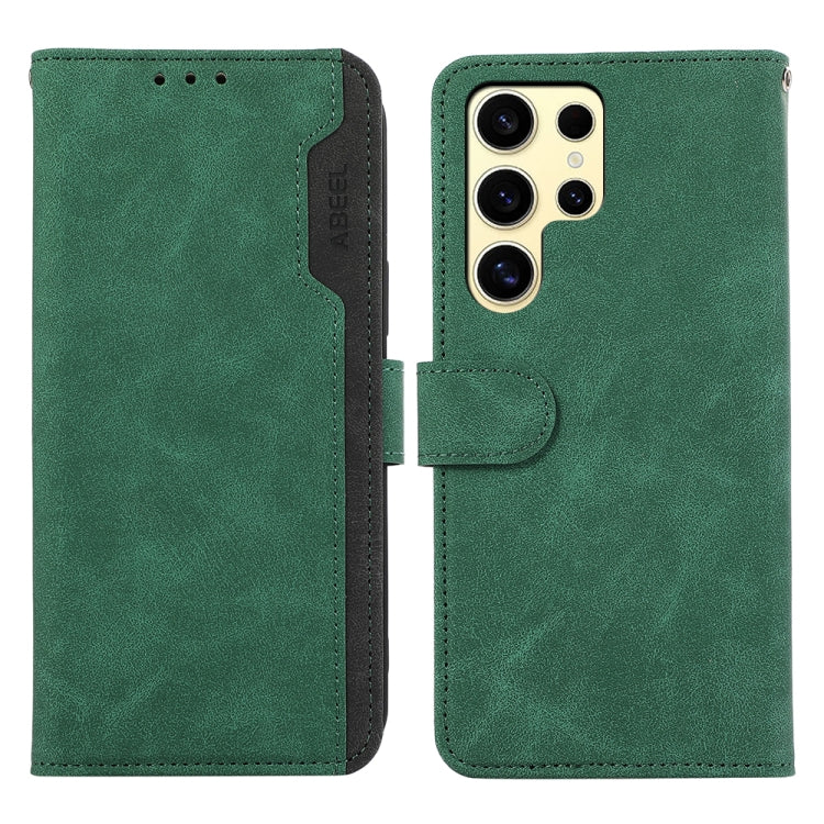 For Samsung Galaxy S25 Ultra 5G ABEEL Color Block Magnetic RFID Leather Phone Case(Green-Black) - Galaxy S25 Ultra 5G Cases by PMC Jewellery | Online Shopping South Africa | PMC Jewellery | Buy Now Pay Later Mobicred