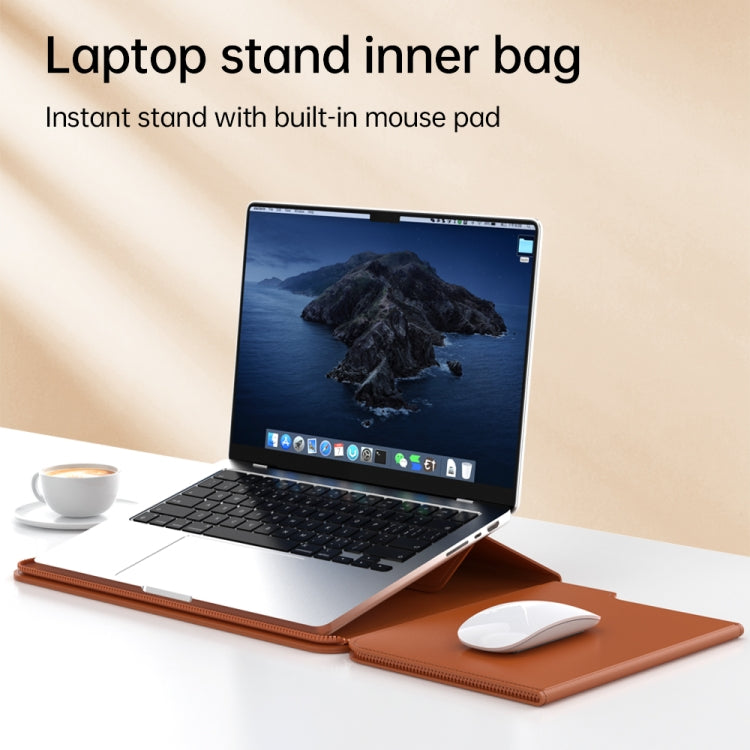 Multifunctional Laptop PU Magnetic Stand Split Liner Bag with Mouse Pad Function, Size:13-14 inch(Dark Green) - 13.3 inch by PMC Jewellery | Online Shopping South Africa | PMC Jewellery | Buy Now Pay Later Mobicred