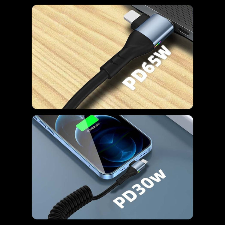 For LeadingIdeal L9 / L8 / L7 / L6 PD65W Type-C Elbow to Type-C, 8 Pin Spring Charging Cable(Black) - Car Charger by PMC TechLife | Online Shopping South Africa | PMC TechLife | Buy Now Pay Later Mobicred
