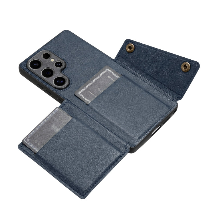 For Samsung Galaxy S25 Ultra 5G Double Buckle Card Slots Magnetic Phone Case(Blue) - Galaxy S25 Ultra 5G Cases by PMC Jewellery | Online Shopping South Africa | PMC Jewellery | Buy Now Pay Later Mobicred