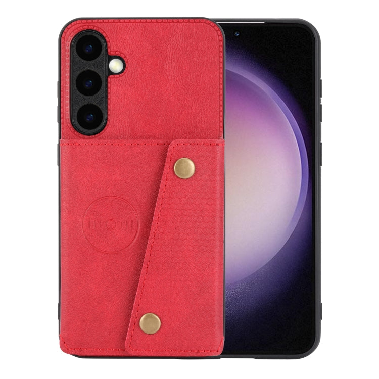 For Samsung Galaxy S25+ 5G Double Buckle Card Slots Magnetic Phone Case(Red) - Galaxy S25+ 5G Cases by PMC Jewellery | Online Shopping South Africa | PMC Jewellery | Buy Now Pay Later Mobicred