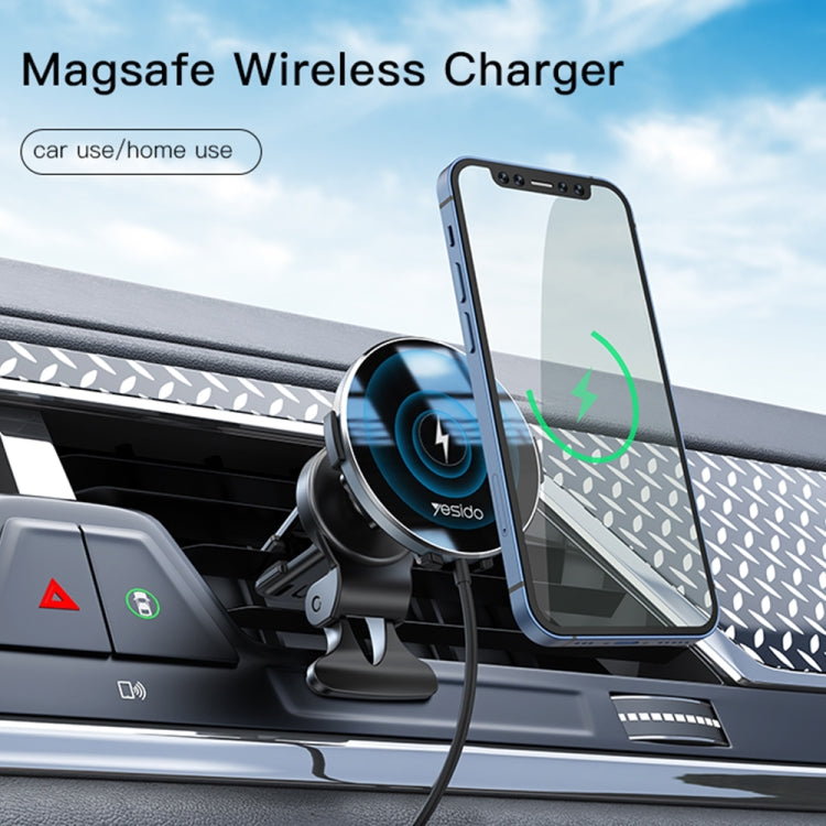 Yesido C131 Detachable 15W Magsafe Magnetic Car Air Outlet Wireless Charger(Black) - Wireless Charger Holders by Yesido | Online Shopping South Africa | PMC Jewellery | Buy Now Pay Later Mobicred