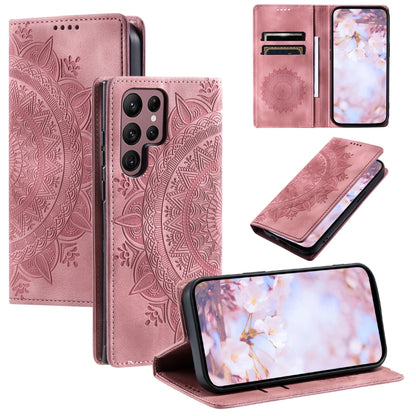 For Samsung Galaxy S25 Ultra 5G Totem Embossed Magnetic Leather Phone Case(Rose Gold) - Galaxy S25 Ultra 5G Cases by PMC Jewellery | Online Shopping South Africa | PMC Jewellery | Buy Now Pay Later Mobicred