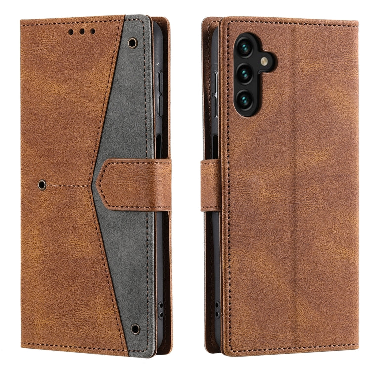 For Samsung Galaxy S25 5G Nail Skin Feel Stitching Calf Texture Leather Phone Case(Brown) - Galaxy S25 5G Cases by PMC Jewellery | Online Shopping South Africa | PMC Jewellery | Buy Now Pay Later Mobicred