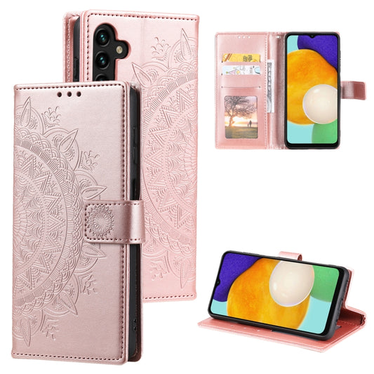 For Samsung Galaxy S25 5G Totem Flower Embossed Leather Phone Case(Rose Gold) - Galaxy S25 5G Cases by PMC Jewellery | Online Shopping South Africa | PMC Jewellery | Buy Now Pay Later Mobicred