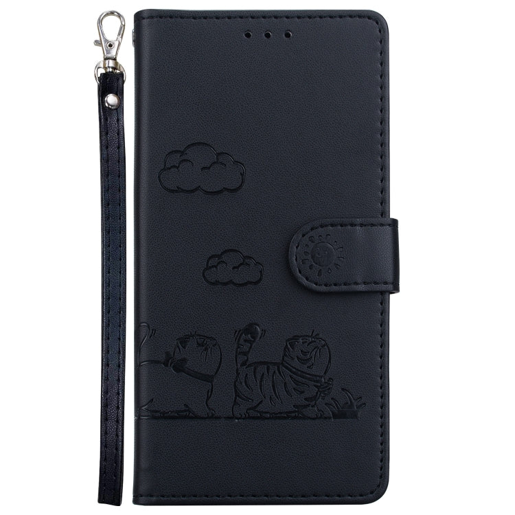 For iPhone 16e Cute Cats RFID Leather Phone Case(Black) - iPhone 16e Cases by PMC TechLife | Online Shopping South Africa | PMC TechLife | Buy Now Pay Later Mobicred