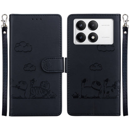 For Redmi K70 / K70 Pro Cute Cats RFID Leather Phone Case(Black) - K70 Cases by PMC Jewellery | Online Shopping South Africa | PMC Jewellery | Buy Now Pay Later Mobicred