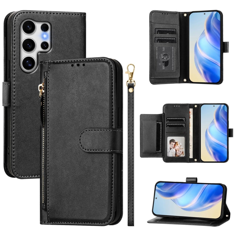 For Samsung Galaxy S25 Ultra 5G Multi-Card Slots Zipper Wallet Leather Phone Case(Black) - Galaxy S25 Ultra 5G Cases by PMC Jewellery | Online Shopping South Africa | PMC Jewellery | Buy Now Pay Later Mobicred