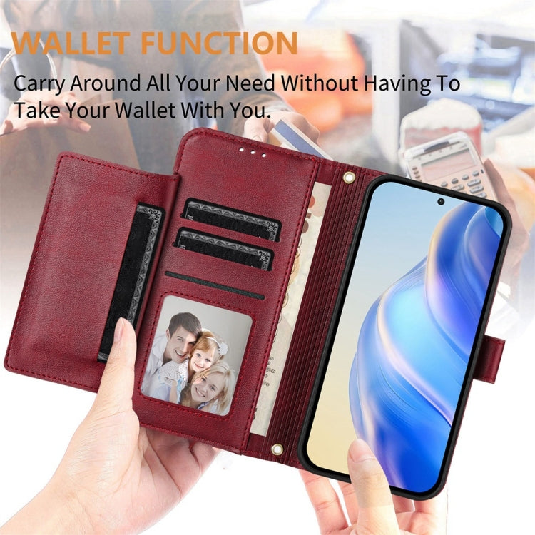 For Samsung Galaxy S25 5G Multi-Card Slots Zipper Wallet Leather Phone Case(Dark Red) - Galaxy S25 5G Cases by PMC Jewellery | Online Shopping South Africa | PMC Jewellery | Buy Now Pay Later Mobicred