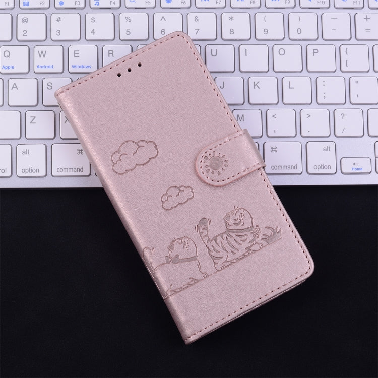 For Samsung Galaxy S25 5G Cute Cats RFID Leather Phone Case(Rose Gold) - Galaxy S25 5G Cases by PMC Jewellery | Online Shopping South Africa | PMC Jewellery | Buy Now Pay Later Mobicred