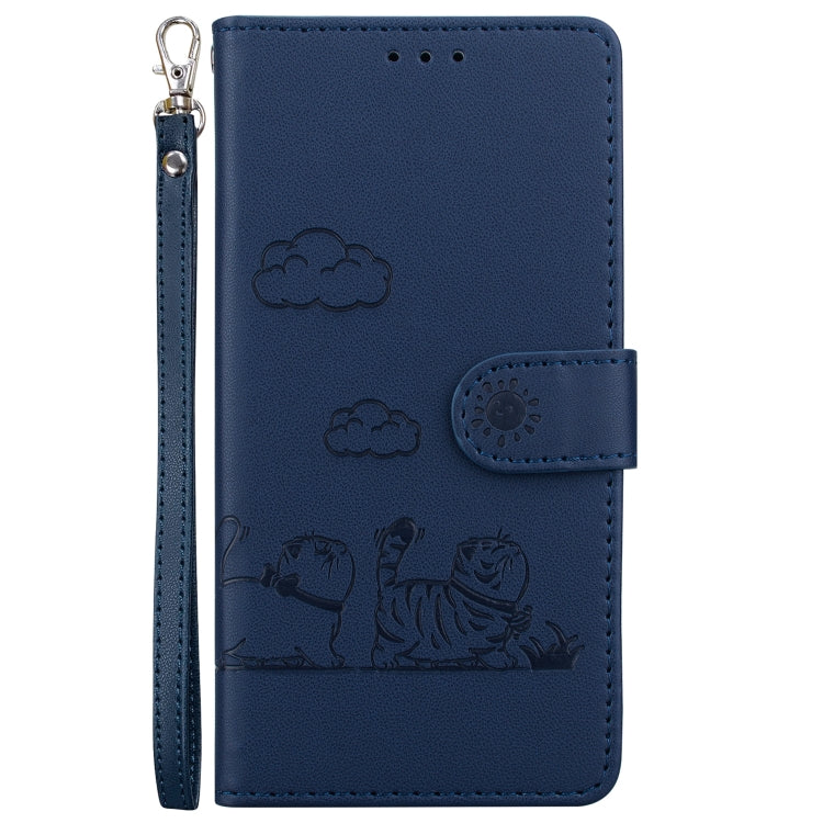 For Samsung Galaxy S25 5G Cute Cats RFID Leather Phone Case(Blue) - Galaxy S25 5G Cases by PMC Jewellery | Online Shopping South Africa | PMC Jewellery | Buy Now Pay Later Mobicred
