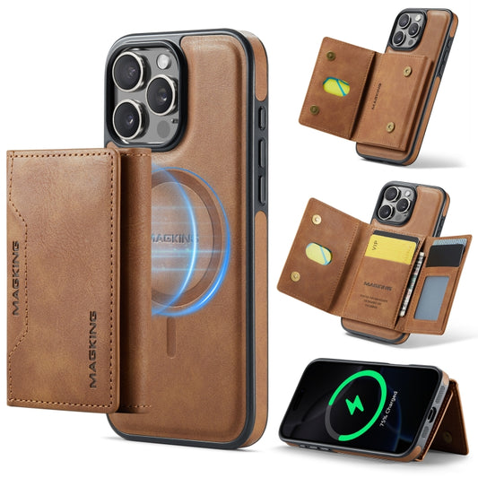 For iPhone 16 Pro Max DG.MING MAGKING-K2 Series MagSafe RFID Card Bag Detachable Phone Case(Brown) - iPhone 16 Pro Max Cases by DG.MING | Online Shopping South Africa | PMC Jewellery | Buy Now Pay Later Mobicred