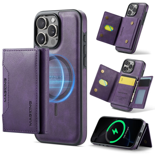 For iPhone 16 Pro DG.MING MAGKING-K2 Series MagSafe RFID Card Bag Detachable Phone Case(Purple) - iPhone 16 Pro Cases by DG.MING | Online Shopping South Africa | PMC Jewellery | Buy Now Pay Later Mobicred