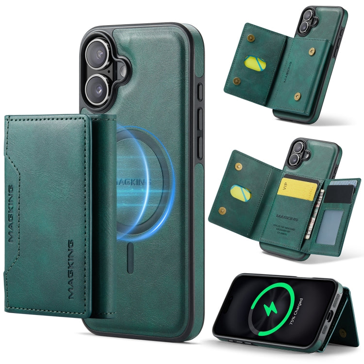 For iPhone 16 Plus DG.MING MAGKING-K2 Series MagSafe RFID Card Bag Detachable Phone Case(Green) - iPhone 16 Plus Cases by DG.MING | Online Shopping South Africa | PMC Jewellery | Buy Now Pay Later Mobicred