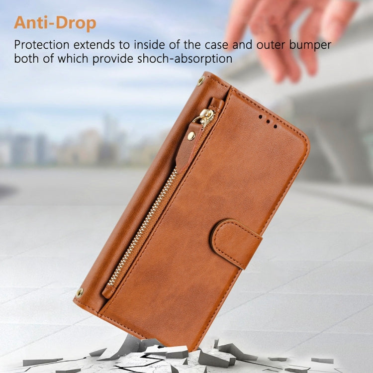 For Ulefone Note 17 Pro Multi-Card Slots Zipper Wallet Leather Phone Case(Brown) - Ulefone Cases by PMC Jewellery | Online Shopping South Africa | PMC Jewellery | Buy Now Pay Later Mobicred
