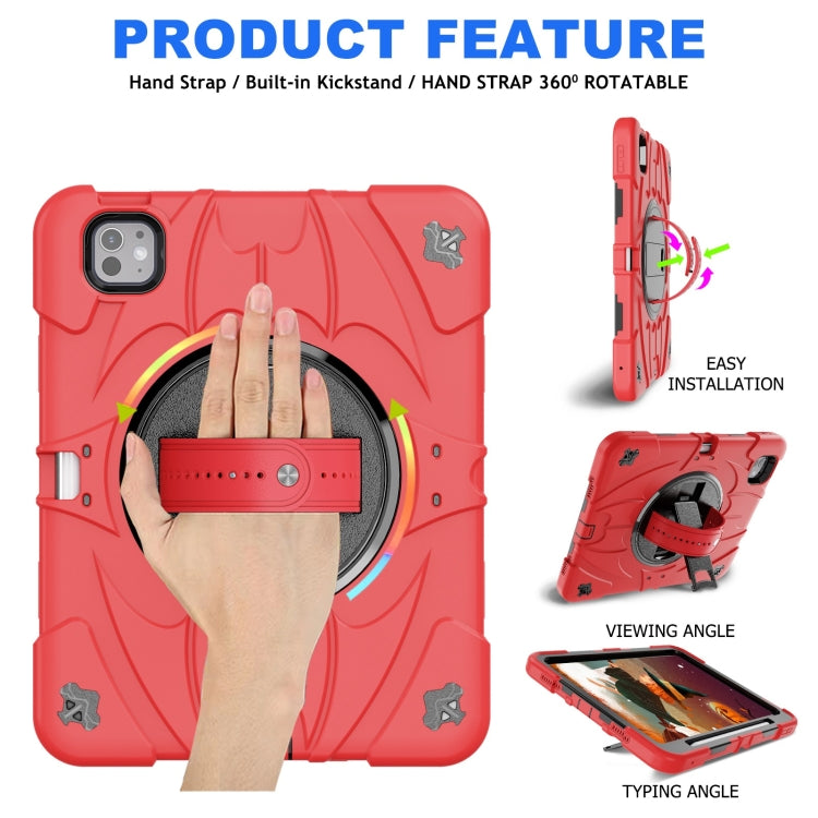 For iPad Pro 11 2024 Bat Hand Grip Turntable Stand Tablet Case(Red Black) - iPad Pro 11 2024 Cases by PMC Jewellery | Online Shopping South Africa | PMC Jewellery | Buy Now Pay Later Mobicred