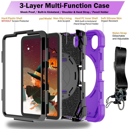 For iPad mini 6 Bat Hand Grip Turntable Stand Tablet Case(Purple Black) - iPad mini 6 Cases by PMC Jewellery | Online Shopping South Africa | PMC Jewellery | Buy Now Pay Later Mobicred