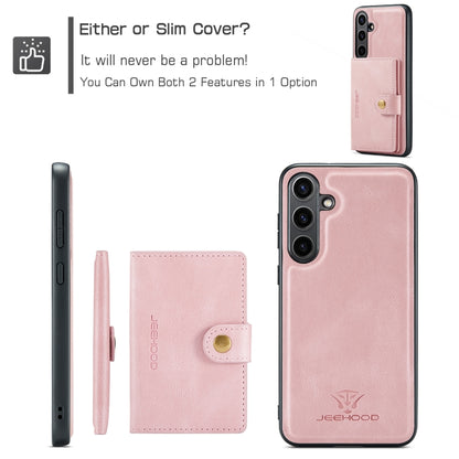 For Samsung Galaxy S24 FE 5G JEEHOOD J01 Retro Magnetic Detachable Wallet Phone Case(Pink) - Galaxy S24 FE 5G Cases by JEEHOOD | Online Shopping South Africa | PMC Jewellery | Buy Now Pay Later Mobicred