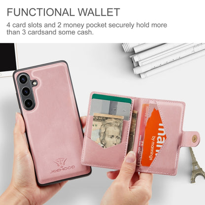 For Samsung Galaxy S24 FE 5G JEEHOOD J01 Retro Magnetic Detachable Wallet Phone Case(Pink) - Galaxy S24 FE 5G Cases by JEEHOOD | Online Shopping South Africa | PMC Jewellery | Buy Now Pay Later Mobicred