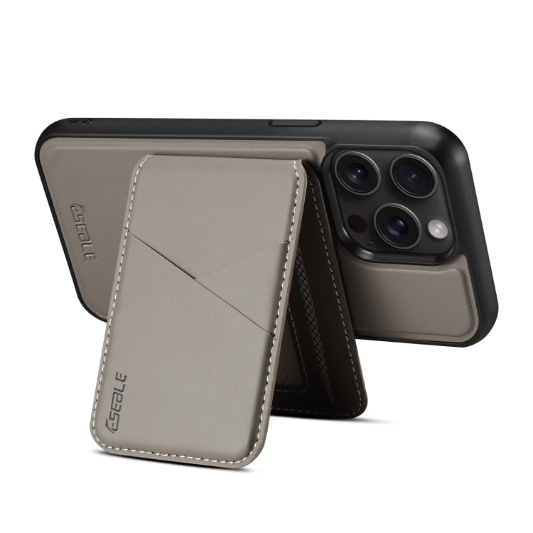 For iPhone 16 Pro ESEBLE E3 Plain Texture Card Slots MagSafe RFID Leather Case(Grey) - free shipping - PMC Jewellery - Order now!