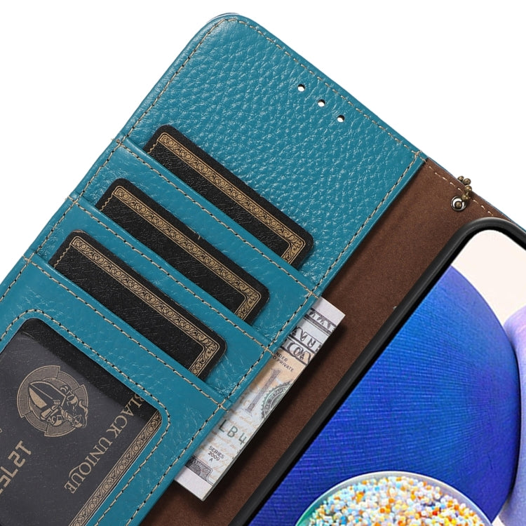 For Honor Play 60 Plus Genuine Leather Litchi Texture RFID Leather Phone Case(Blue) - Honor Cases by PMC TechLife | Online Shopping South Africa | PMC TechLife | Buy Now Pay Later Mobicred