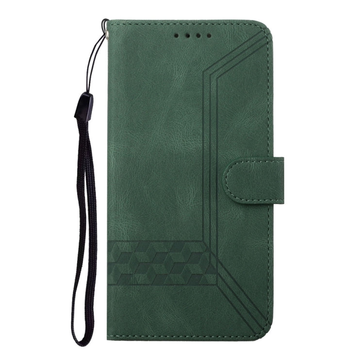 For Samsung Galaxy S25 5G Cubic Skin Feel Flip Leather Phone Case(Green) - Galaxy S25 5G Cases by PMC Jewellery | Online Shopping South Africa | PMC Jewellery | Buy Now Pay Later Mobicred