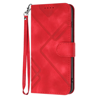 For Samsung Galaxy S25 5G Line Pattern Skin Feel Leather Phone Case(Red) - Galaxy S25 5G Cases by PMC Jewellery | Online Shopping South Africa | PMC Jewellery | Buy Now Pay Later Mobicred