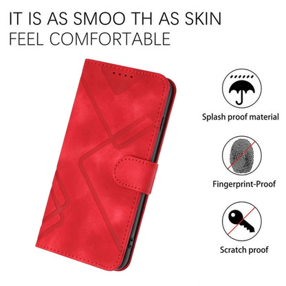 For Samsung Galaxy S25 5G Line Pattern Skin Feel Leather Phone Case(Red) - Galaxy S25 5G Cases by PMC Jewellery | Online Shopping South Africa | PMC Jewellery | Buy Now Pay Later Mobicred