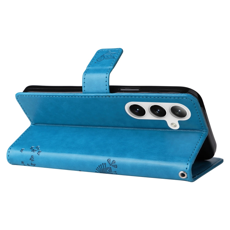 For Samsung Galaxy S25+ / S24+ 5G Tree & Cat Embossed Pattern Flip Leather Phone Case(Blue) - free shipping - PMC Jewellery - Order now!