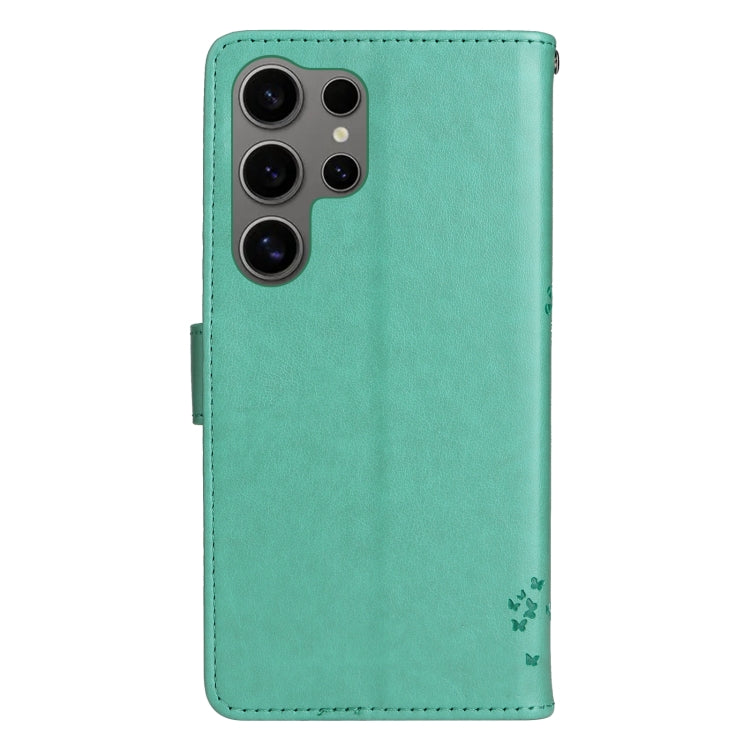 For Samsung Galaxy S25 Ultra 5G Tree & Cat Embossed Pattern Flip Leather Phone Case(Green) - Galaxy S25 Ultra 5G Cases by PMC Jewellery | Online Shopping South Africa | PMC Jewellery | Buy Now Pay Later Mobicred