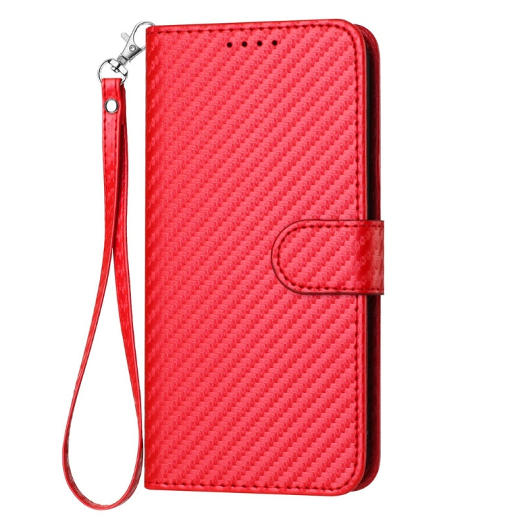 For Samsung Galaxy S25+ 5G YX0070 Carbon Fiber Buckle Leather Phone Case with Lanyard(Red) - Galaxy S25+ 5G Cases by PMC Jewellery | Online Shopping South Africa | PMC Jewellery | Buy Now Pay Later Mobicred