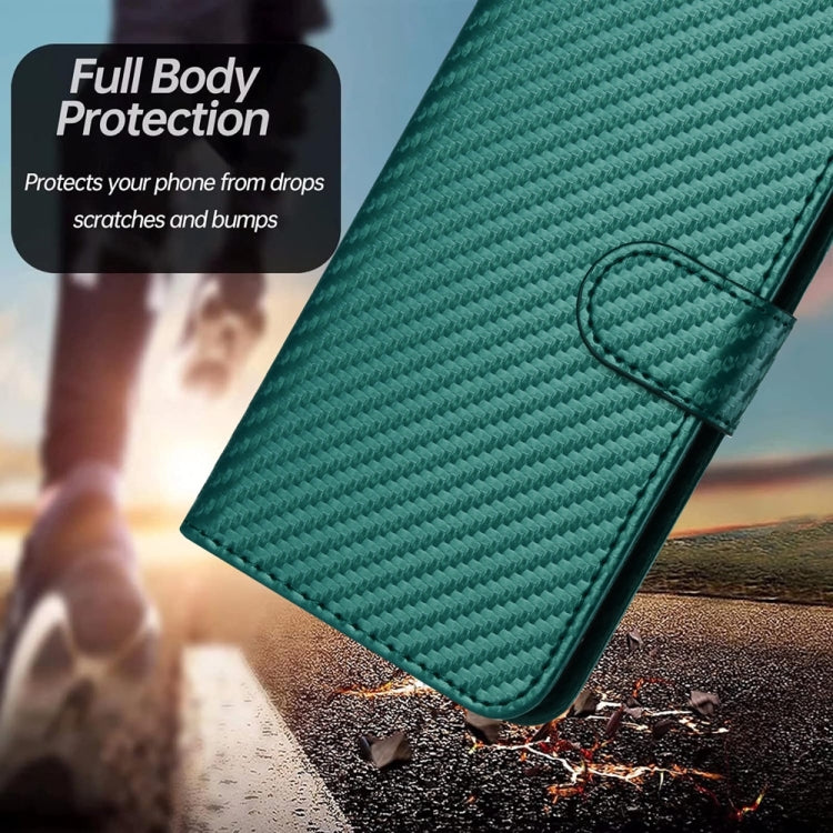 For Samsung Galaxy S25+ 5G YX0070 Carbon Fiber Buckle Leather Phone Case with Lanyard(Dark Green) - Galaxy S25+ 5G Cases by PMC Jewellery | Online Shopping South Africa | PMC Jewellery | Buy Now Pay Later Mobicred