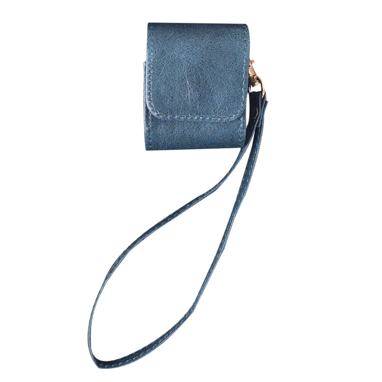 For AirPods 1 / 2 Cowhide Texture PU Headset Shockproof Case(Blue) - For AirPods 1/2 by PMC Jewellery | Online Shopping South Africa | PMC Jewellery | Buy Now Pay Later Mobicred