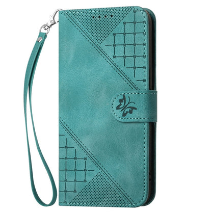 For Samsung Galaxy S25+ 5G YX0080 Grid Butterfly Embossed Pattern Flip Leather Phone Case with Lanyard(Light Blue) - Galaxy S25+ 5G Cases by PMC Jewellery | Online Shopping South Africa | PMC Jewellery | Buy Now Pay Later Mobicred