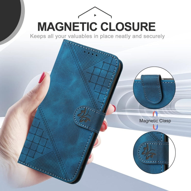 For Samsung Galaxy S25 Ultra 5G YX0080 Grid Butterfly Embossed Pattern Flip Leather Phone Case with Lanyard(Dark Blue) - Galaxy S25 Ultra 5G Cases by PMC Jewellery | Online Shopping South Africa | PMC Jewellery | Buy Now Pay Later Mobicred