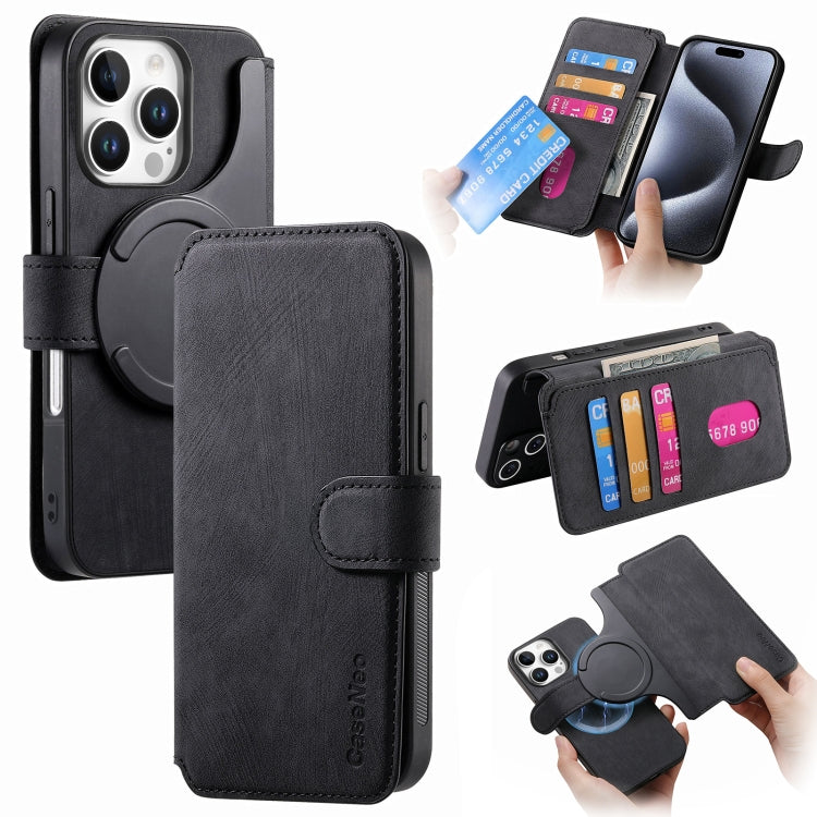 For iPhone 16 Pro CaseNeo MagSafe RFID Anti-theft Retro Leather Phone Case(Black) - iPhone 16 Pro Cases by CaseNeo | Online Shopping South Africa | PMC Jewellery | Buy Now Pay Later Mobicred