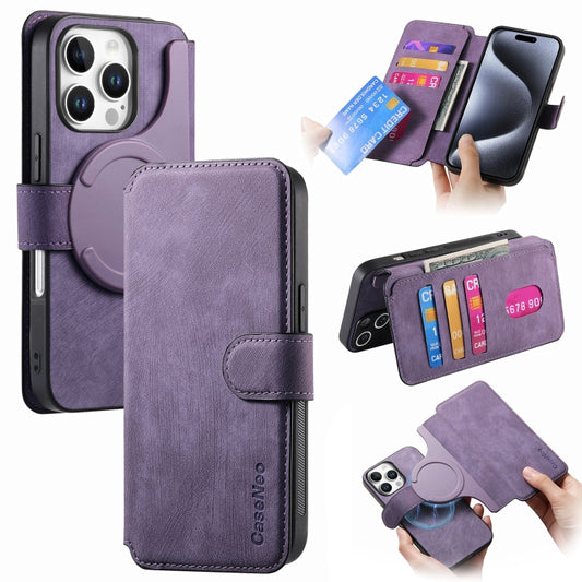 For iPhone 16 Pro CaseNeo MagSafe RFID Anti-theft Retro Leather Phone Case(Purple) - iPhone 16 Pro Cases by CaseNeo | Online Shopping South Africa | PMC Jewellery | Buy Now Pay Later Mobicred