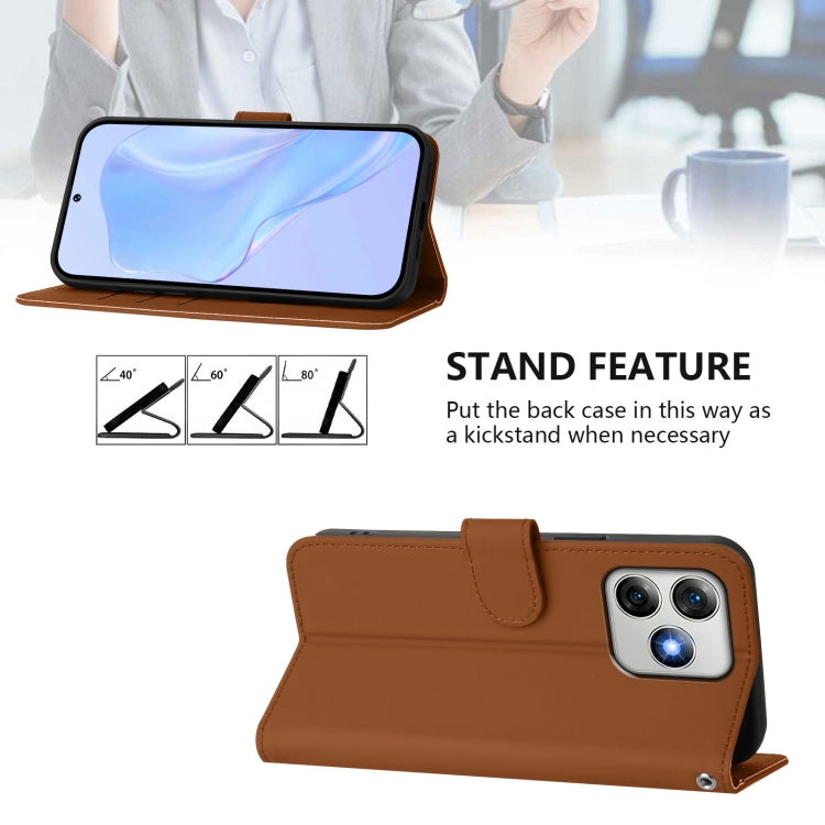 For Ulefone Note 18 Ultra Skin Feel Solid Color Leather Phone Case with Lanyard(Brown) - Ulefone Cases by PMC Jewellery | Online Shopping South Africa | PMC Jewellery | Buy Now Pay Later Mobicred