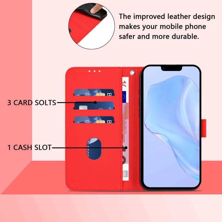 For iPhone 16e Skin Feel Solid Color Leather Phone Case with Lanyard(Red) - iPhone 16e Cases by PMC TechLife | Online Shopping South Africa | PMC TechLife | Buy Now Pay Later Mobicred