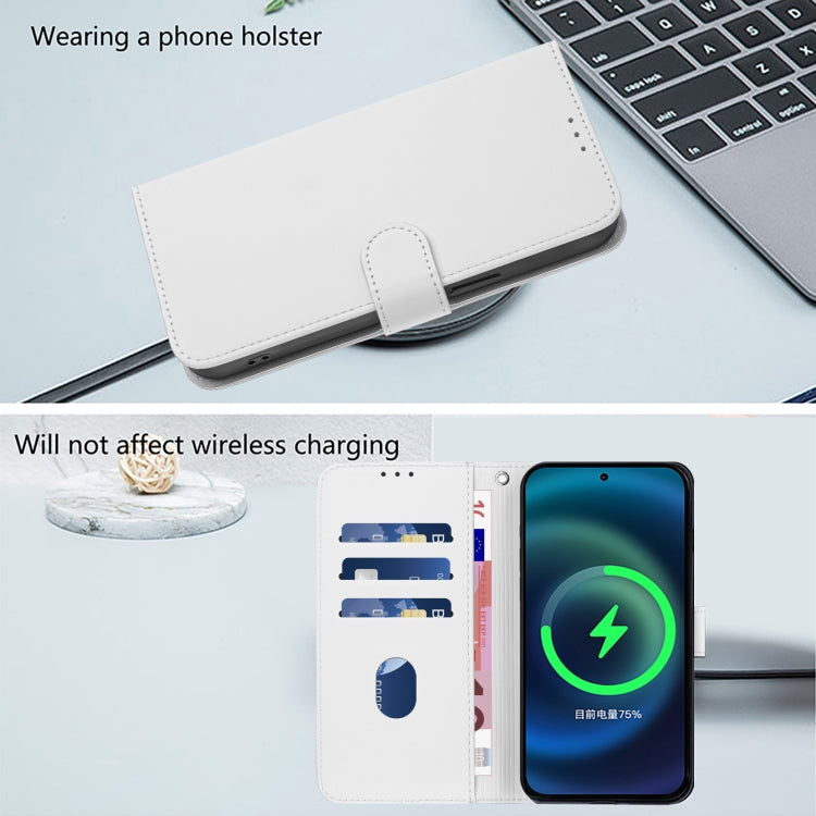 For iPhone 16e Skin Feel Solid Color Leather Phone Case with Lanyard(White) - iPhone 16e Cases by PMC TechLife | Online Shopping South Africa | PMC TechLife | Buy Now Pay Later Mobicred