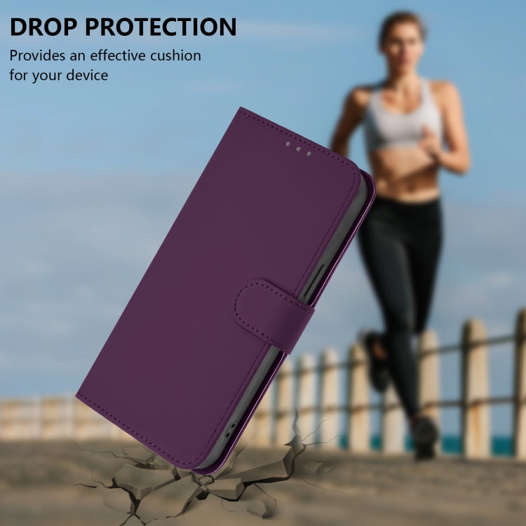 For iPhone 16e Skin Feel Solid Color Leather Phone Case with Lanyard(Violet) - iPhone 16e Cases by PMC TechLife | Online Shopping South Africa | PMC TechLife | Buy Now Pay Later Mobicred