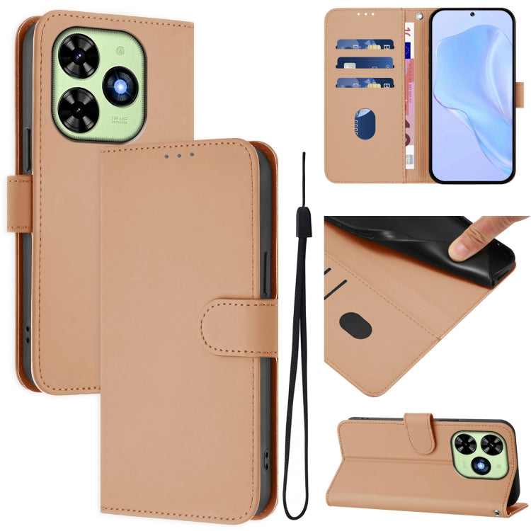 For Tecno Spark Go 2024 4G Skin Feel Solid Color Leather Phone Case with Lanyard(Nude) - Tecno Cases by PMC Jewellery | Online Shopping South Africa | PMC Jewellery | Buy Now Pay Later Mobicred