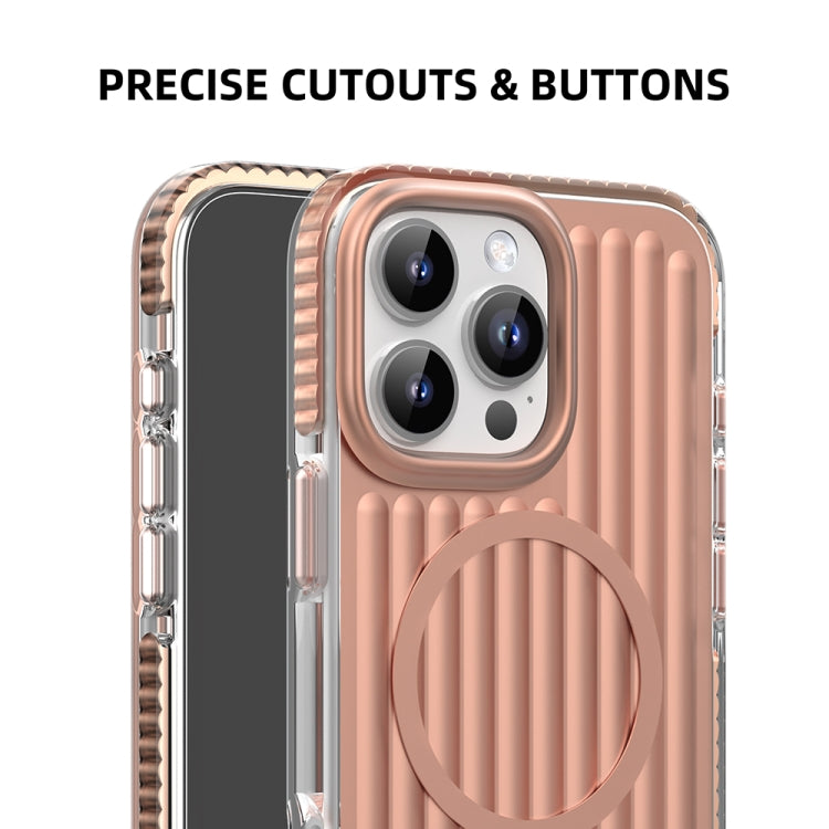 For iPhone 16 Pro Mutural Corrugated Texture Magsafe Magnetic Shockproof Phone Case(Silver) - free shipping - PMC Jewellery - Order now!